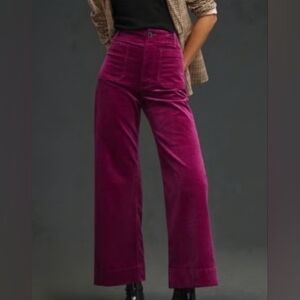Anthropologie Maeve Colette Corderoy Pant Wide Leg Cropped 34 Tall 34T